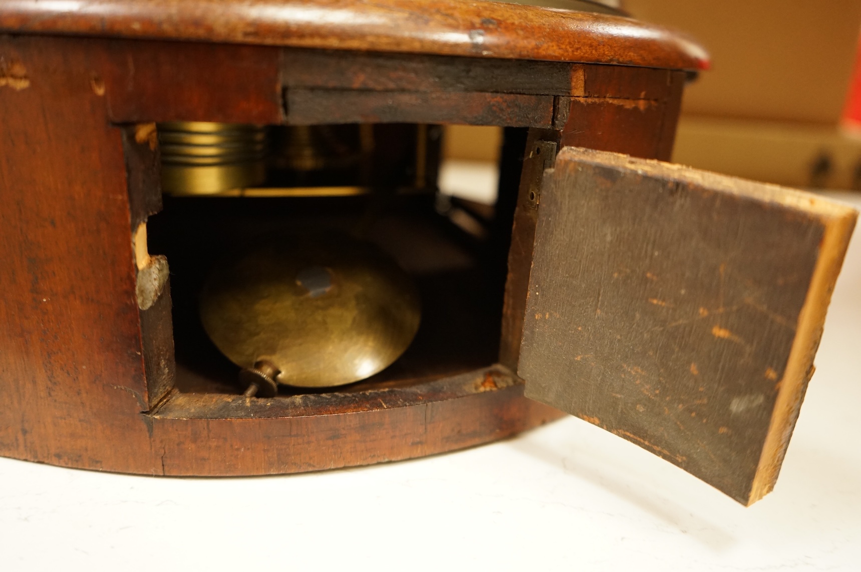 A Victorian mahogany fusee wall timepiece, 37cm diameter